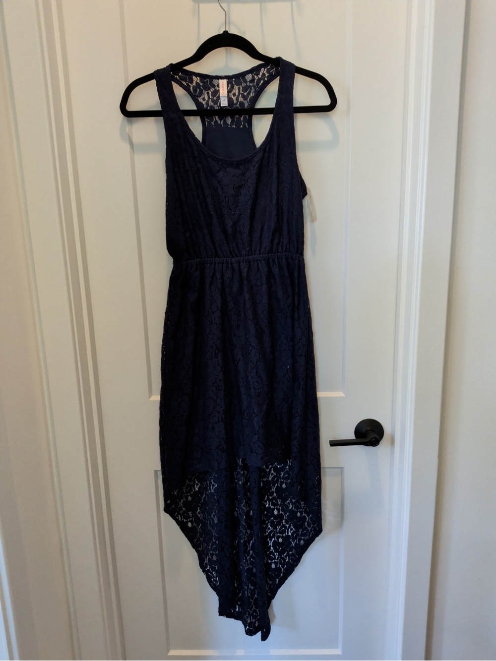 Xhilaration Navy Blue Lace High-Low Dress